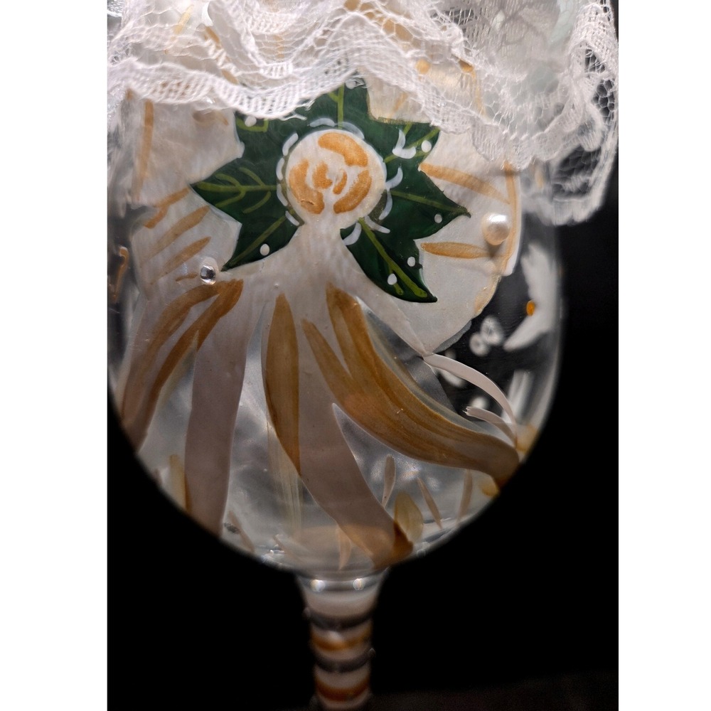 Lolita Wine Glass‎ I Do Wedding Bridal Shower White Gold Lace Garter New Tag
